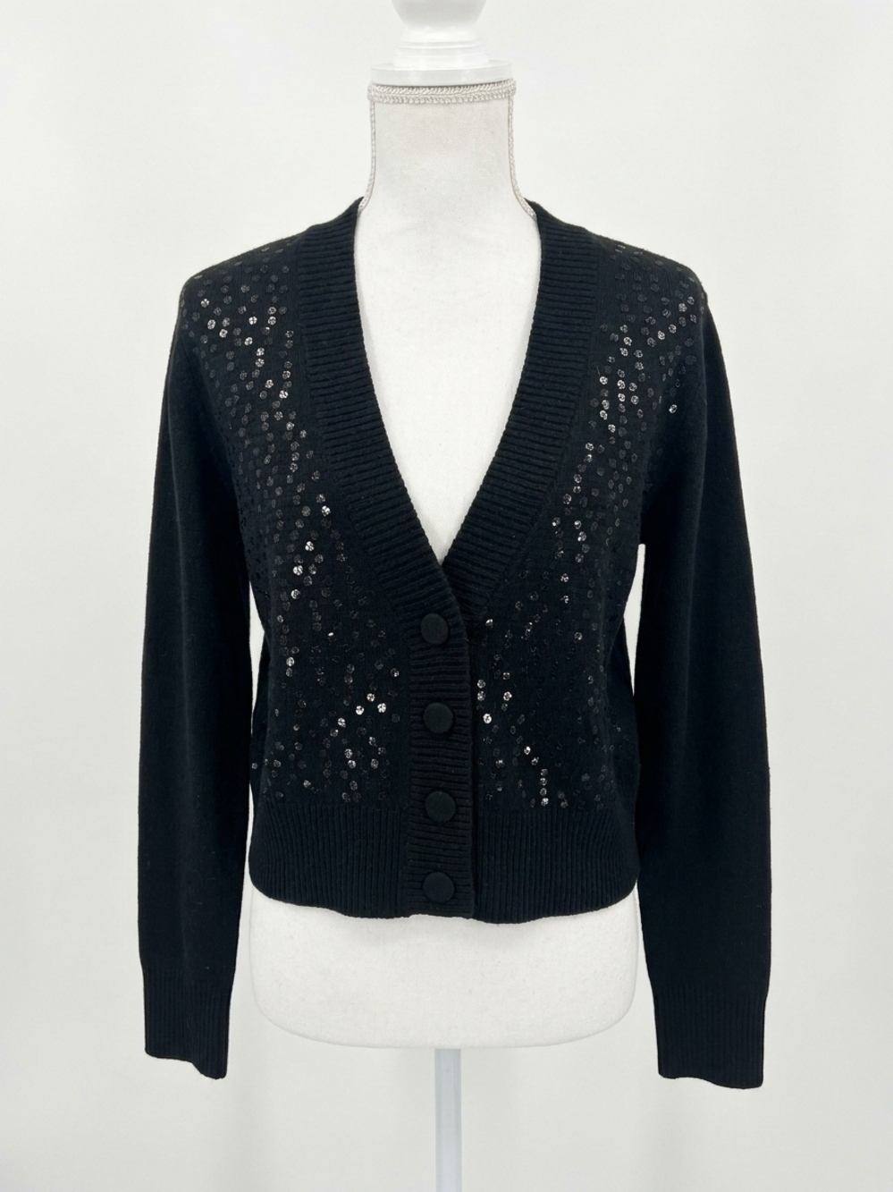 NEW AUTUMN CASHMERE women's sheer illusion cardigan in black